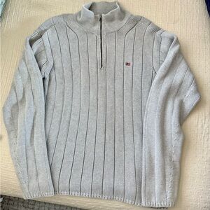 Polo Jeans Co. Ralph Lauren Light Gray 1/4 Zip-Up Sweater Vintage